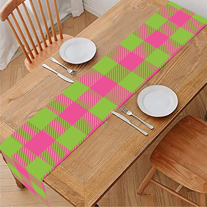 Pink And Green Buffalo Plaid Print Table Runner