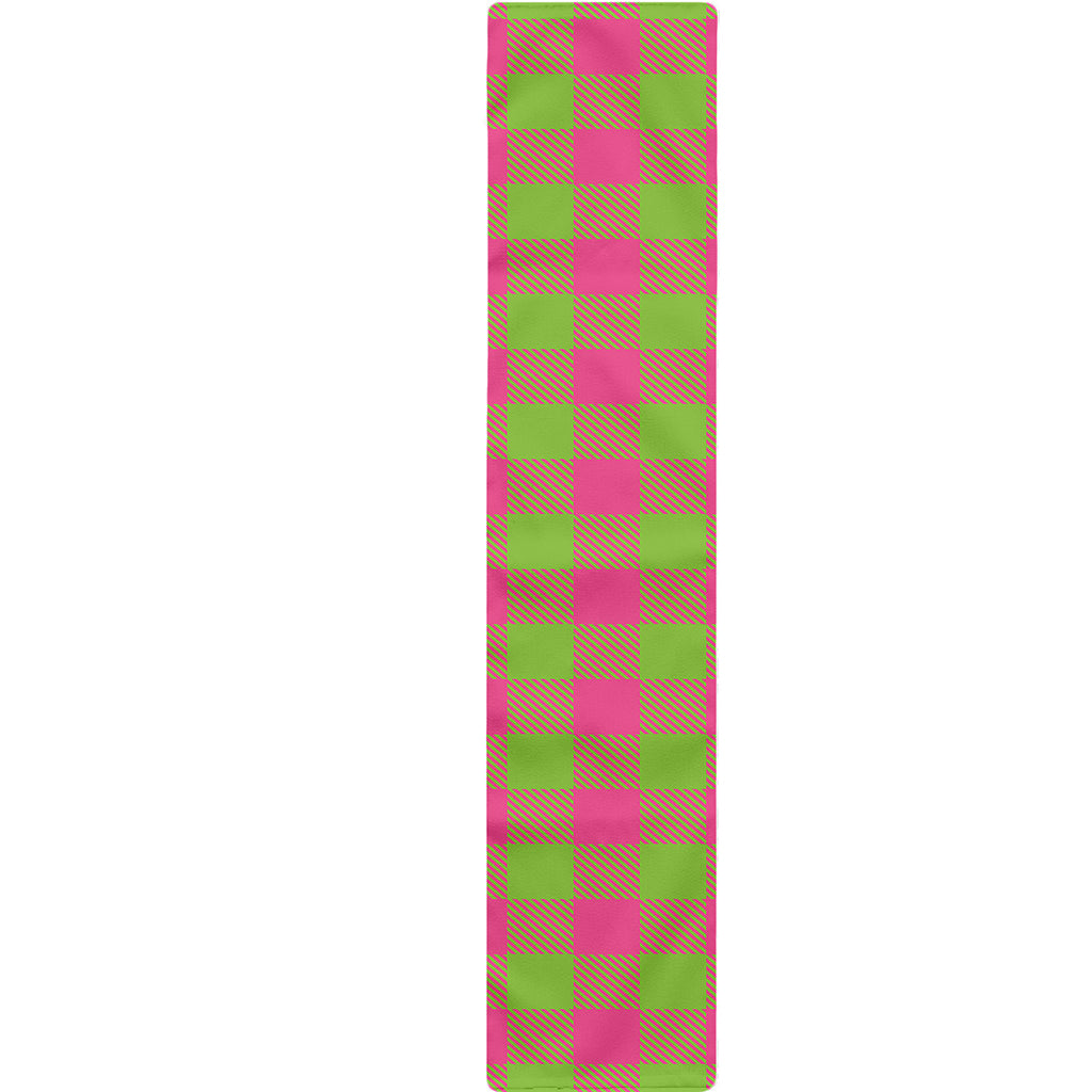 Pink And Green Buffalo Plaid Print Table Runner