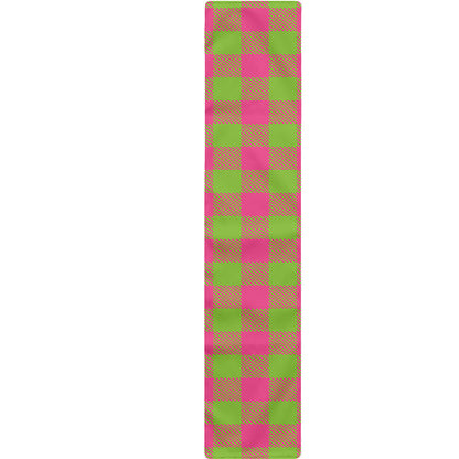 Pink And Green Buffalo Plaid Print Table Runner