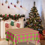 Pink And Green Buffalo Plaid Print Tablecloth