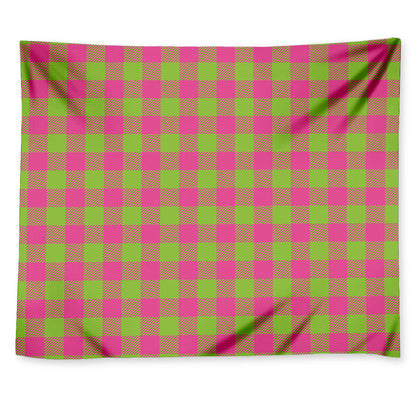 Pink And Green Buffalo Plaid Print Tapestry