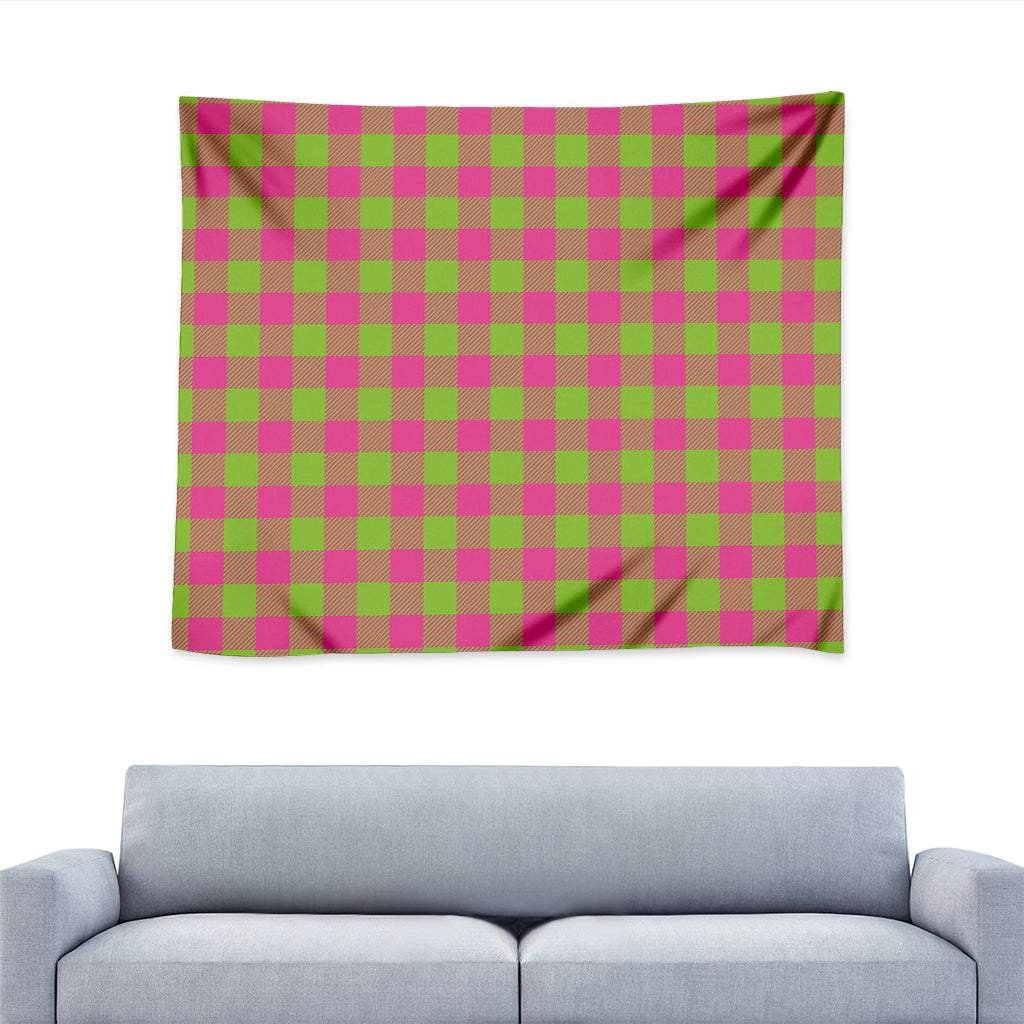 Pink And Green Buffalo Plaid Print Tapestry
