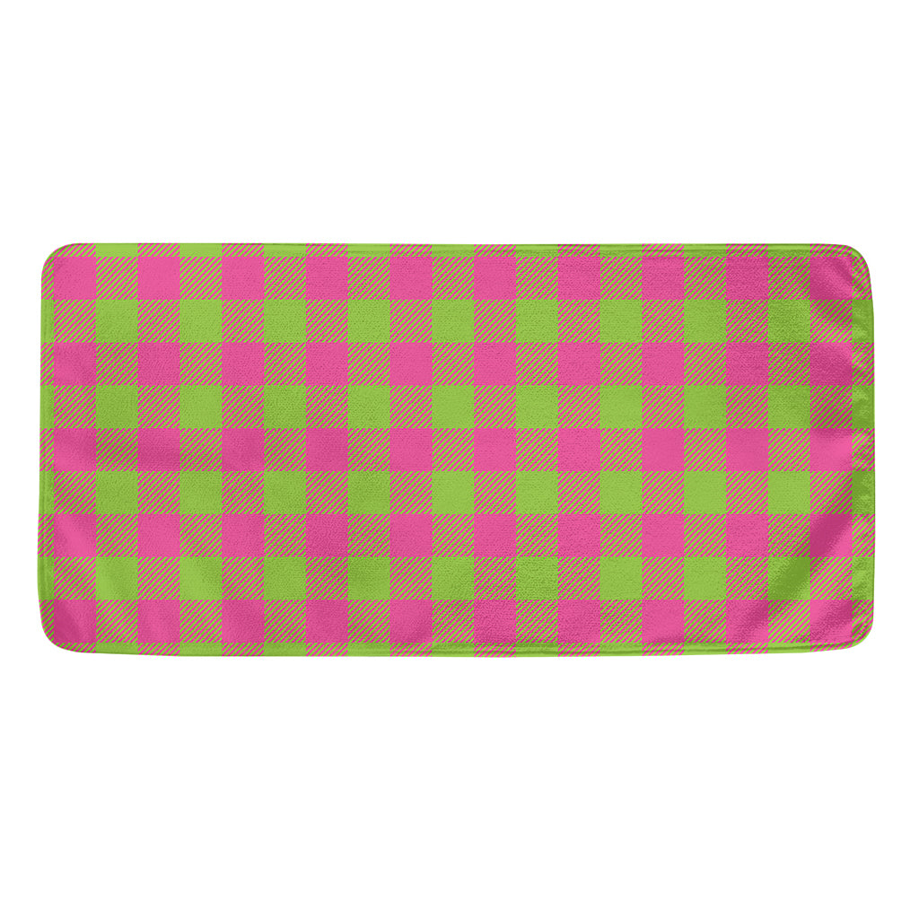 Pink And Green Buffalo Plaid Print Towel