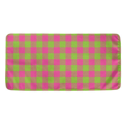 Pink And Green Buffalo Plaid Print Towel