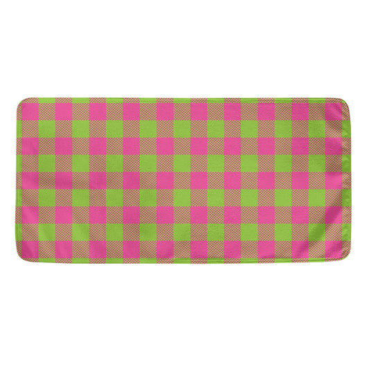 Pink And Green Buffalo Plaid Print Towel