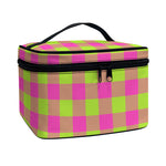 Pink And Green Buffalo Plaid Print Travel Makeup Bag