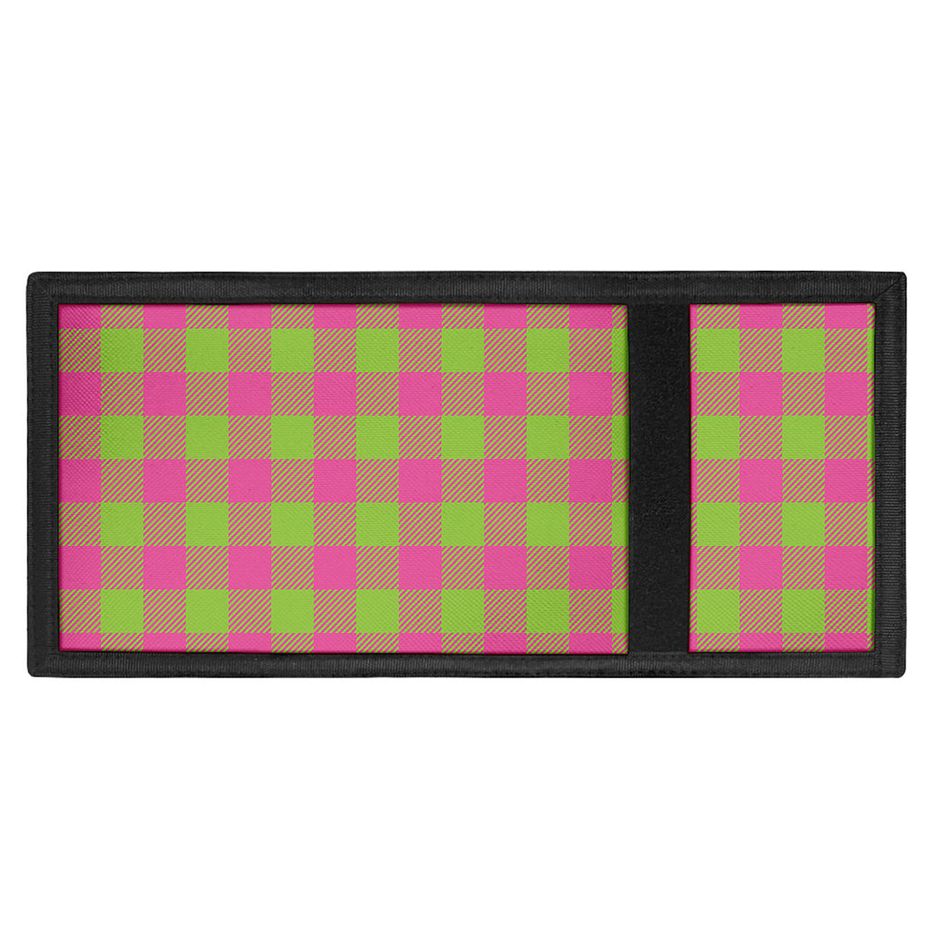 Pink And Green Buffalo Plaid Print Trifold Wallet