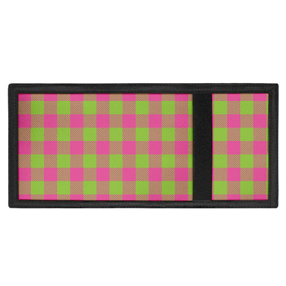 Pink And Green Buffalo Plaid Print Trifold Wallet