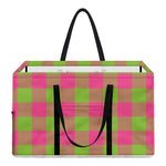 Pink And Green Buffalo Plaid Print Utility Tote Bag