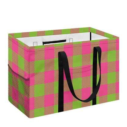 Pink And Green Buffalo Plaid Print Utility Tote Bag