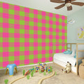 Pink And Green Buffalo Plaid Print Wall Sticker
