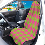 Pink And Green Buffalo Plaid Print Waterproof Car Seat Cover
