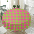 Pink And Green Buffalo Plaid Print Waterproof Round Tablecloth