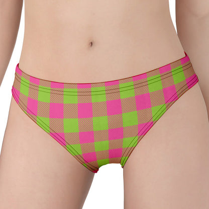 Pink And Green Buffalo Plaid Print Women's Panties