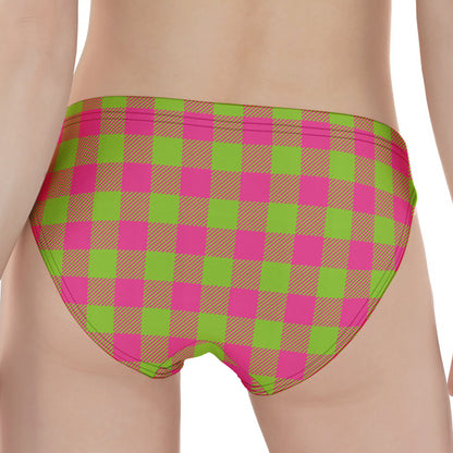 Pink And Green Buffalo Plaid Print Women's Panties