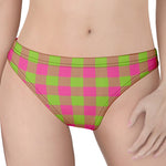 Pink And Green Buffalo Plaid Print Women's Thong