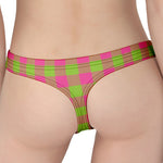 Pink And Green Buffalo Plaid Print Women's Thong