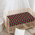 Pink And Green Houndstooth Pattern Print Baby Crib Sheet