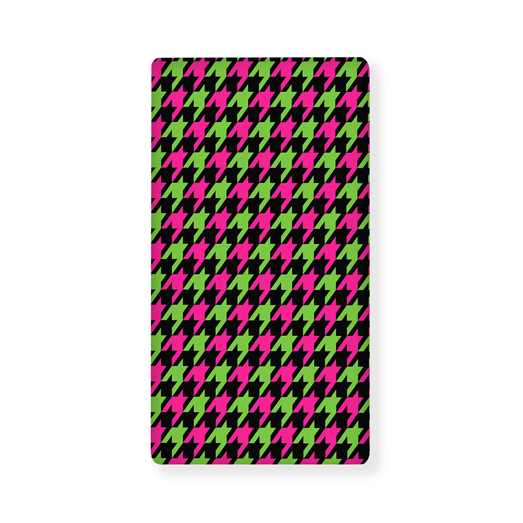 Pink And Green Houndstooth Pattern Print Baby Crib Sheet