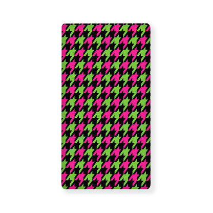 Pink And Green Houndstooth Pattern Print Baby Crib Sheet