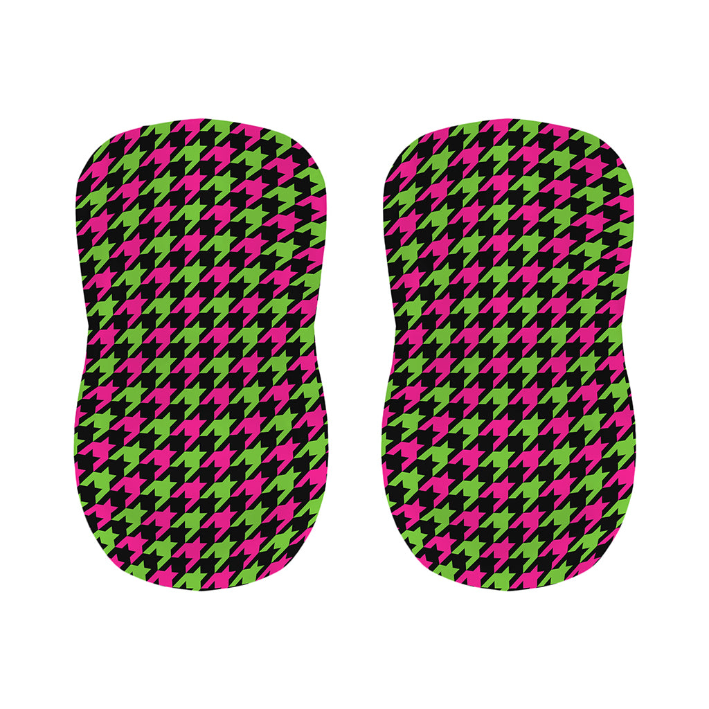 Pink And Green Houndstooth Pattern Print Bar Stool Covers