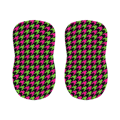 Pink And Green Houndstooth Pattern Print Bar Stool Covers