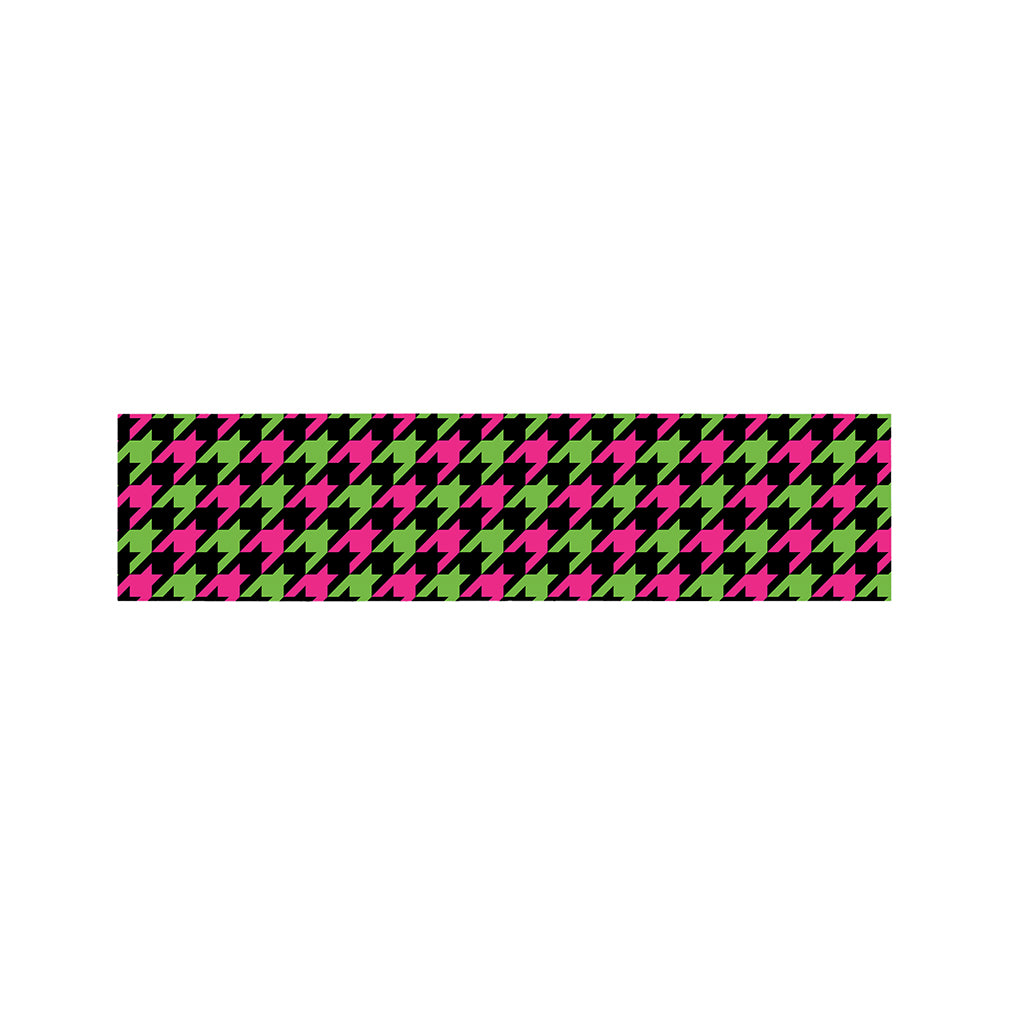 Pink And Green Houndstooth Pattern Print Bed Runner