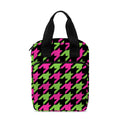 Pink And Green Houndstooth Pattern Print Bible Tote Bag