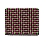 Pink And Green Houndstooth Pattern Print Bifold Wallet
