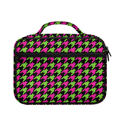 Pink And Green Houndstooth Pattern Print Briefcase Bible Bag