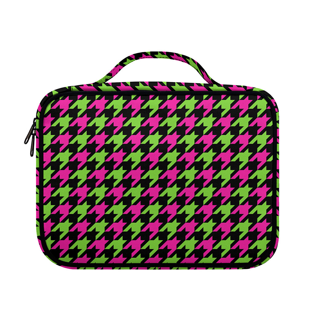 Pink And Green Houndstooth Pattern Print Briefcase Bible Bag