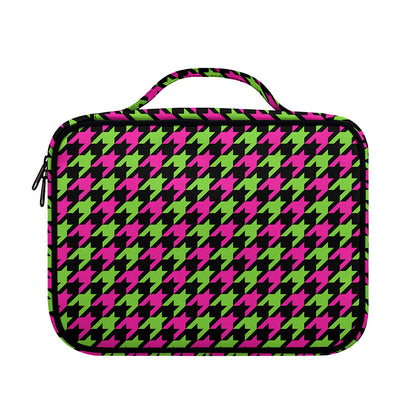 Pink And Green Houndstooth Pattern Print Briefcase Bible Bag
