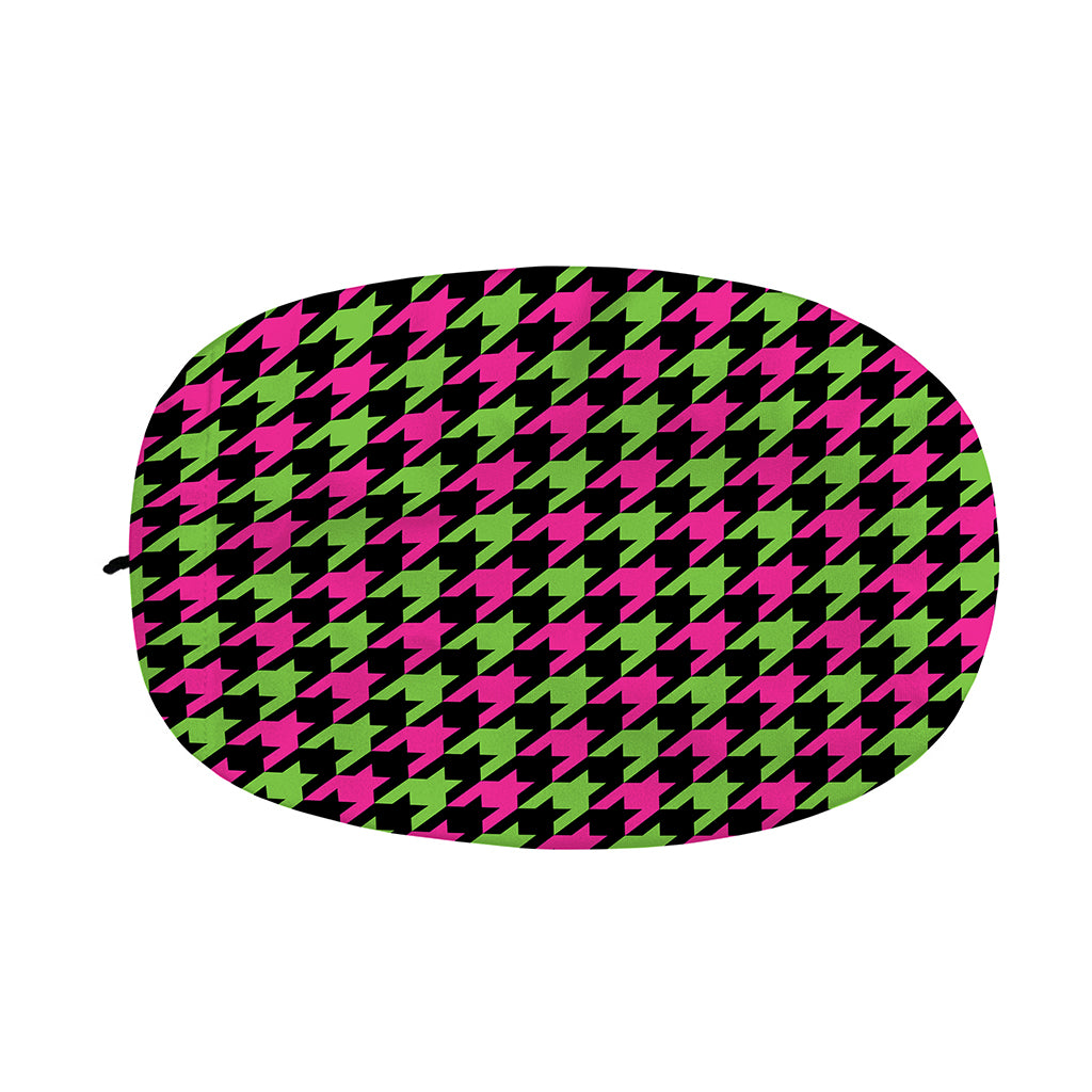 Pink And Green Houndstooth Pattern Print Car Side Mirror Covers