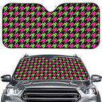 Pink And Green Houndstooth Pattern Print Car Windshield Sun Shade