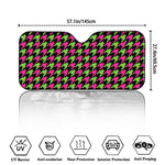 Pink And Green Houndstooth Pattern Print Car Windshield Sun Shade