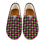 Pink And Green Houndstooth Pattern Print Casual Shoes