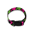 Pink And Green Houndstooth Pattern Print Dog Collar