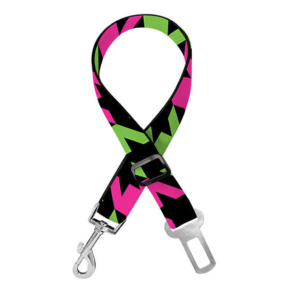 Pink And Green Houndstooth Pattern Print Dog Seat Belt