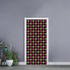 Pink And Green Houndstooth Pattern Print Door Sticker