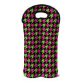 Pink And Green Houndstooth Pattern Print Double Neoprene Wine Tote