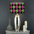 Pink And Green Houndstooth Pattern Print Drum Lamp Shade