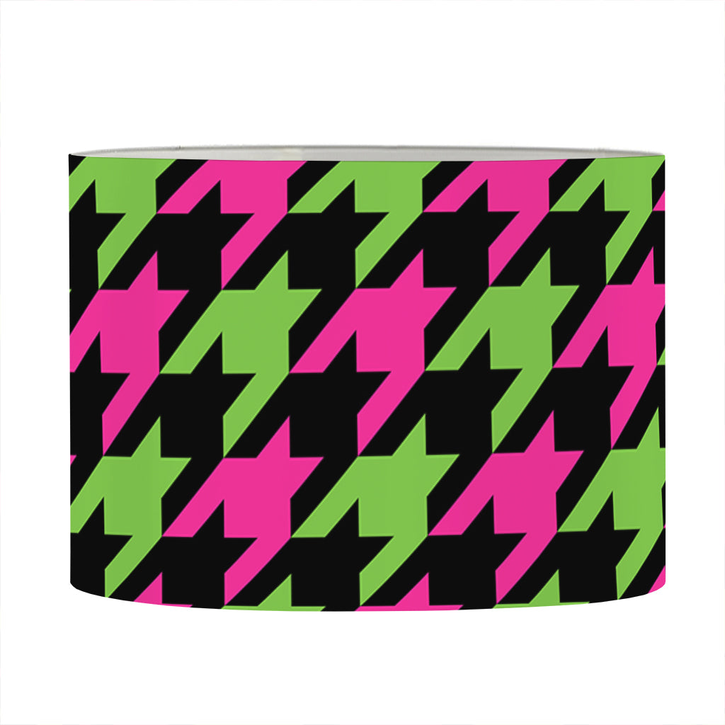 Pink And Green Houndstooth Pattern Print Drum Lamp Shade