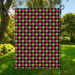 Pink And Green Houndstooth Pattern Print Garden Flag