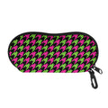 Pink And Green Houndstooth Pattern Print Glasses Case