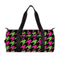 Pink And Green Houndstooth Pattern Print Gym Bag
