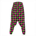 Pink And Green Houndstooth Pattern Print Hammer Pants