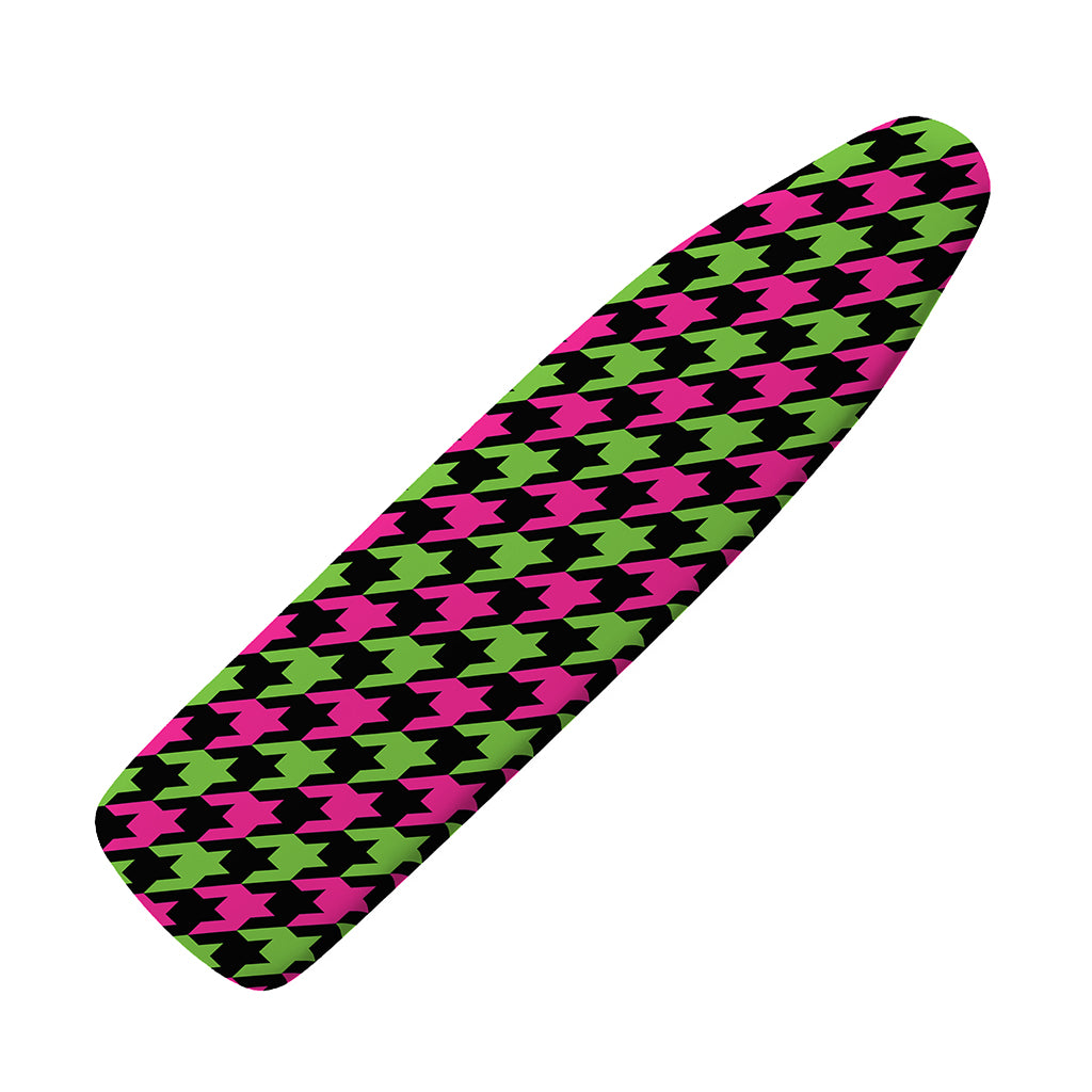 Pink And Green Houndstooth Pattern Print Ironing Board Cover