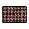 Pink And Green Houndstooth Pattern Print Kitchen Mat