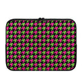 Pink And Green Houndstooth Pattern Print Laptop Sleeve