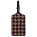Pink And Green Houndstooth Pattern Print Luggage Tag